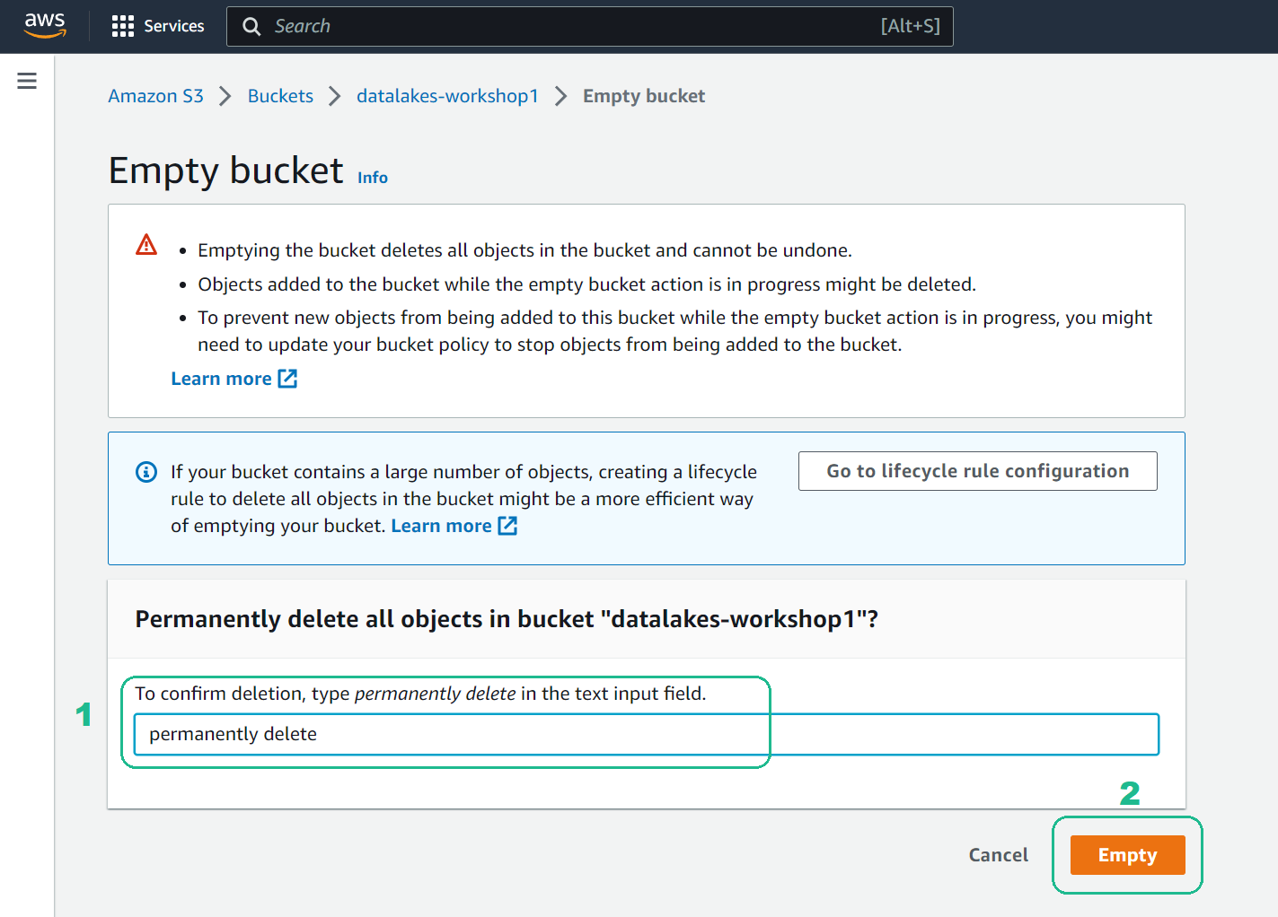 Empty and Delete S3 Bucket