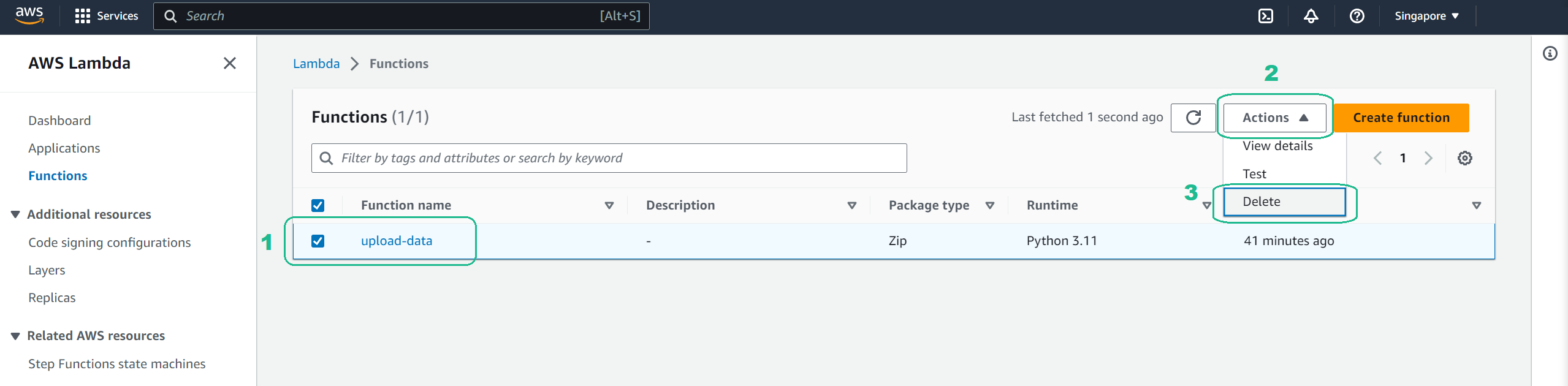 Delete Lambda Function