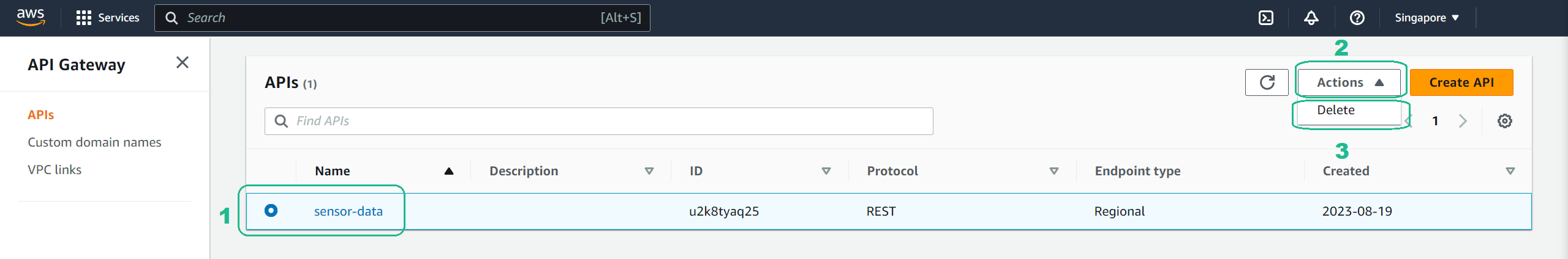 Delete API Gateway